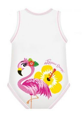 BODY 0-36 MESI BIO COTONE SUMMER TROPICAL FENICOTTERO